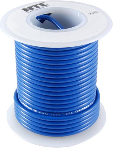 NTE Electronics-WH22-06-25 Cable Single Conductor Hook-up Wire 22AWG 7.62m Tinned Copper 300V 6A