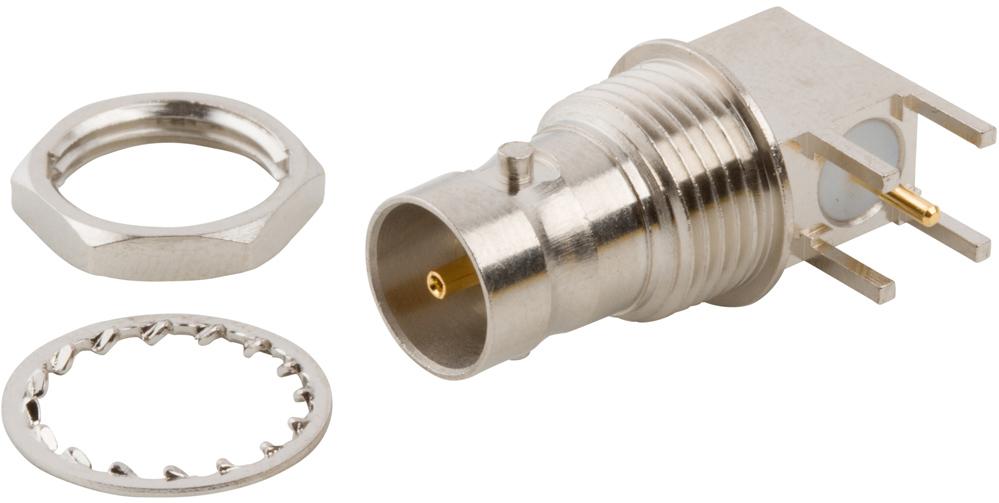 Amphenol RF-031-6055 RF-Steckverbinder Conn Mini-BNC 0Hz to 4GHz 75Ohm Solder RA Thru-Hole F Gold