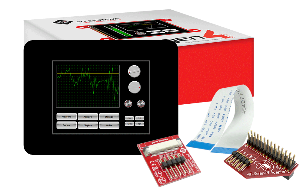 4D Systems-GEN4-ULCD-24D-CLB-PI TFT Modules 2.4" gen4 LCD pack for Raspberry Pi with gen4-uLCD-24D-CLB, 4D Serial Pi Adaptor + Cable
