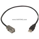 HARTING-09455451925 USB Kabelbaugruppen USB 2.0 PFT A plug - A jack, Copper Cable, Round