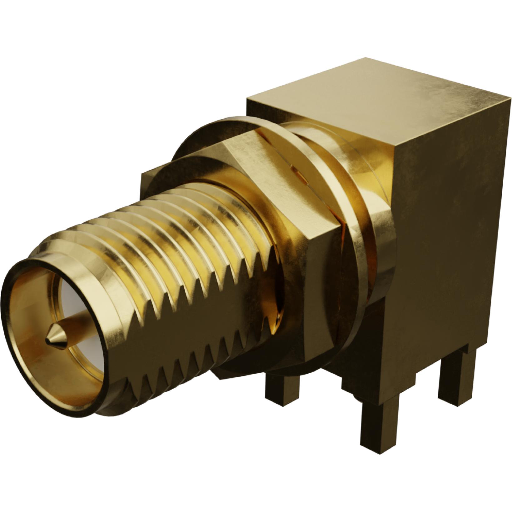 Molex-73251-2771 RF-Steckverbinder Conn SMA 0Hz to 18GHz 50Ohm Solder RA Thru-Hole RCP Gold Tray