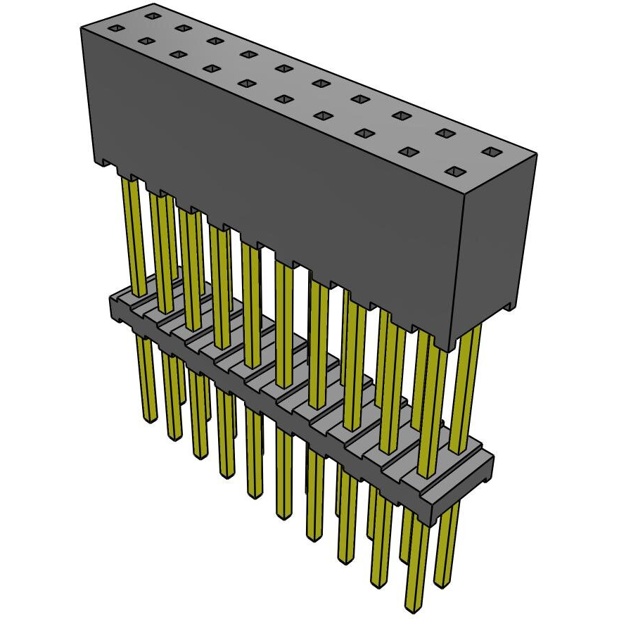Samtec-ESQT-110-02-G-D-591 Embases de raccordement et réceptacles PCB Conn Elevated Socket SKT 20 POS 2mm Solder ST Top Entry Thru-Hole Layer
