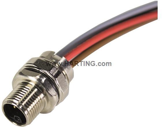 HARTING Technology Group-21035961505 Cable Assembly AC Power Cable Assembly, M12 Power Male FPT