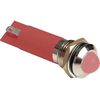 Bivar-MPC12-1RD220V Panel Mount Indicators IP54 Rated Sealed Panel Mount Indicators, M12 Nut and Spring Lock Washer, 220V, Red Housing, Red LED, 8mm Red Diffused Tinted Lens