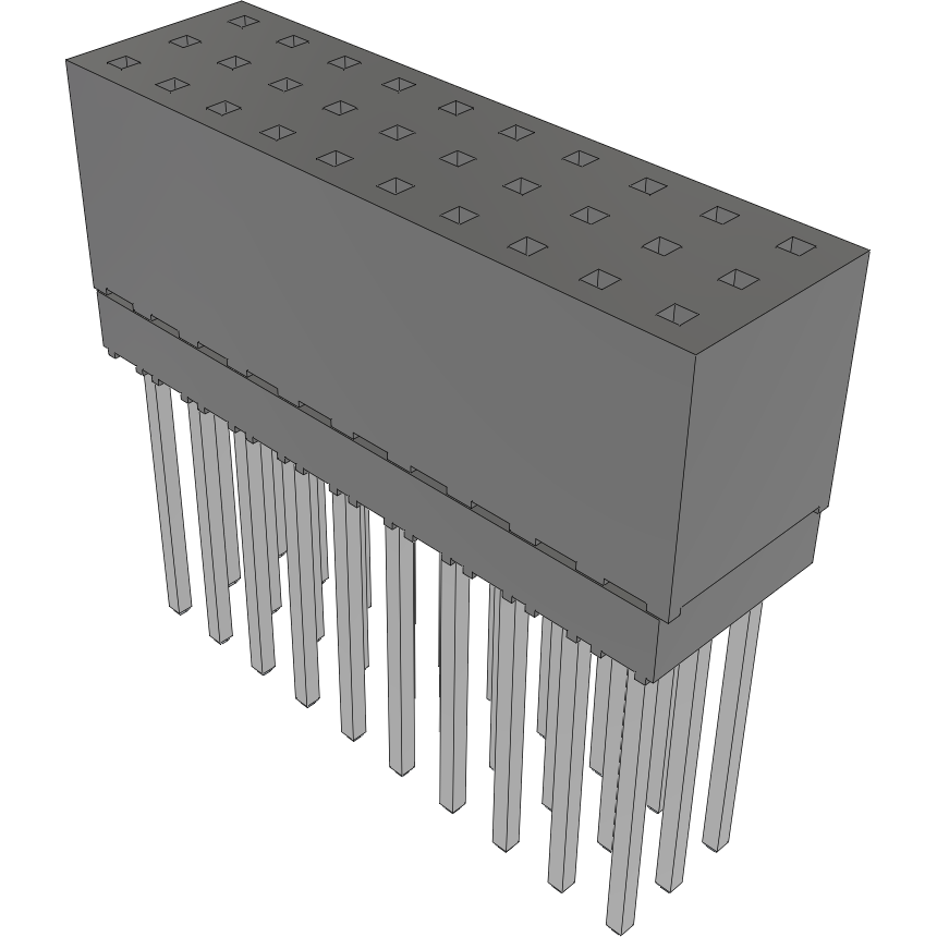 Samtec-ESQ-110-14-L-T Embases de raccordement et réceptacles PCB Conn Elevated Socket SKT 30 POS 2.54mm Solder ST Top Entry Thru-Hole Tube