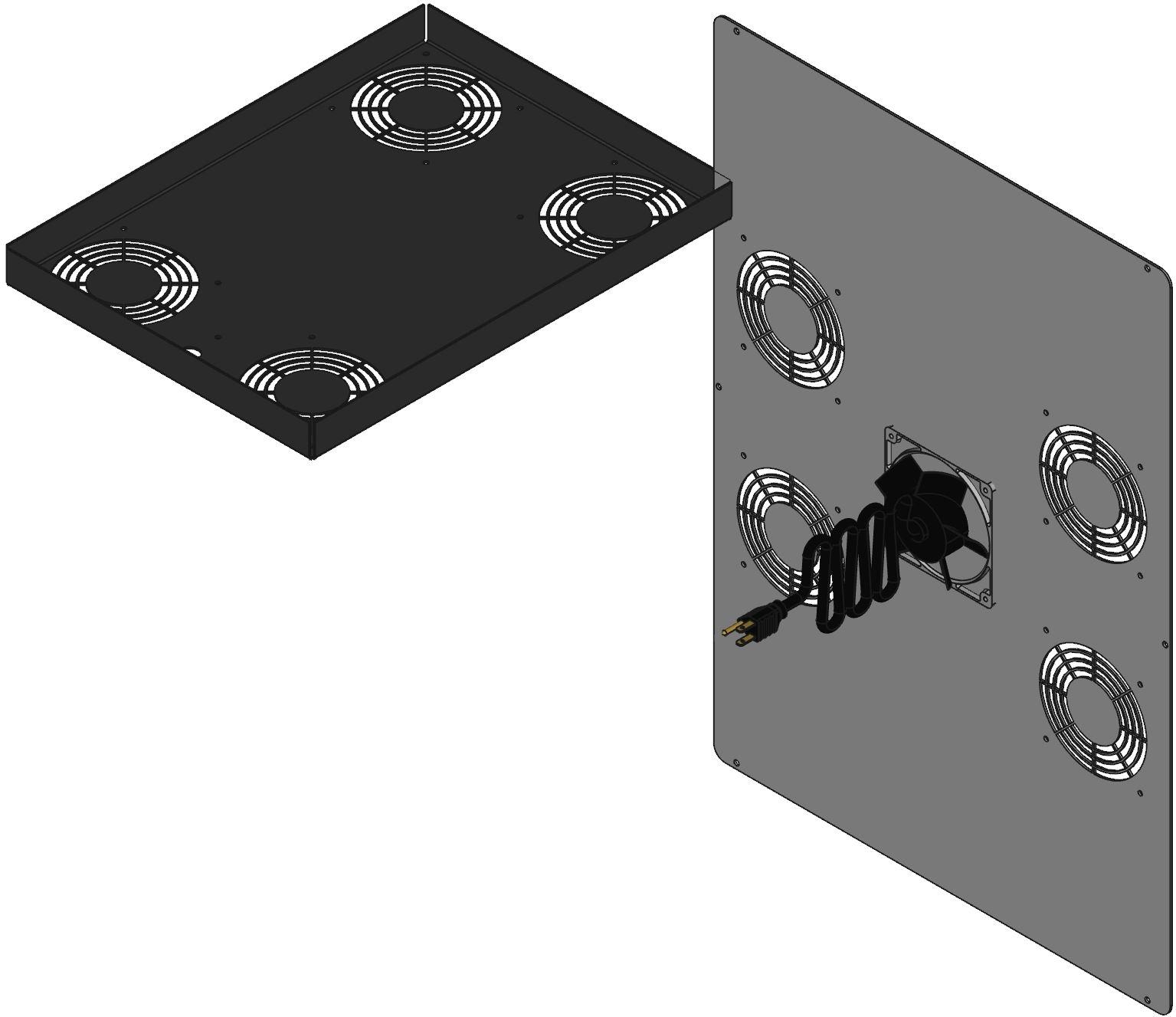 Hammond Manufacturing-C2T1936F4BK1 null Black Steel Cabinet Fan Tops With Pre-Wired Ten (10) Inch
