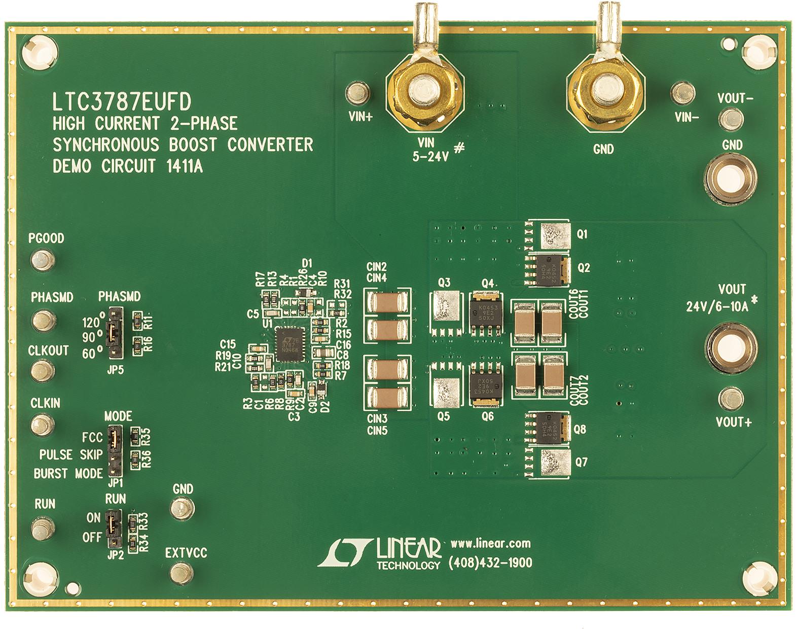 Analog Devices-DC1411A Power Management Development Boards and Kits LTC3787EUFD Demo Board, 5V to 24VIN to 24VOUT at 6A