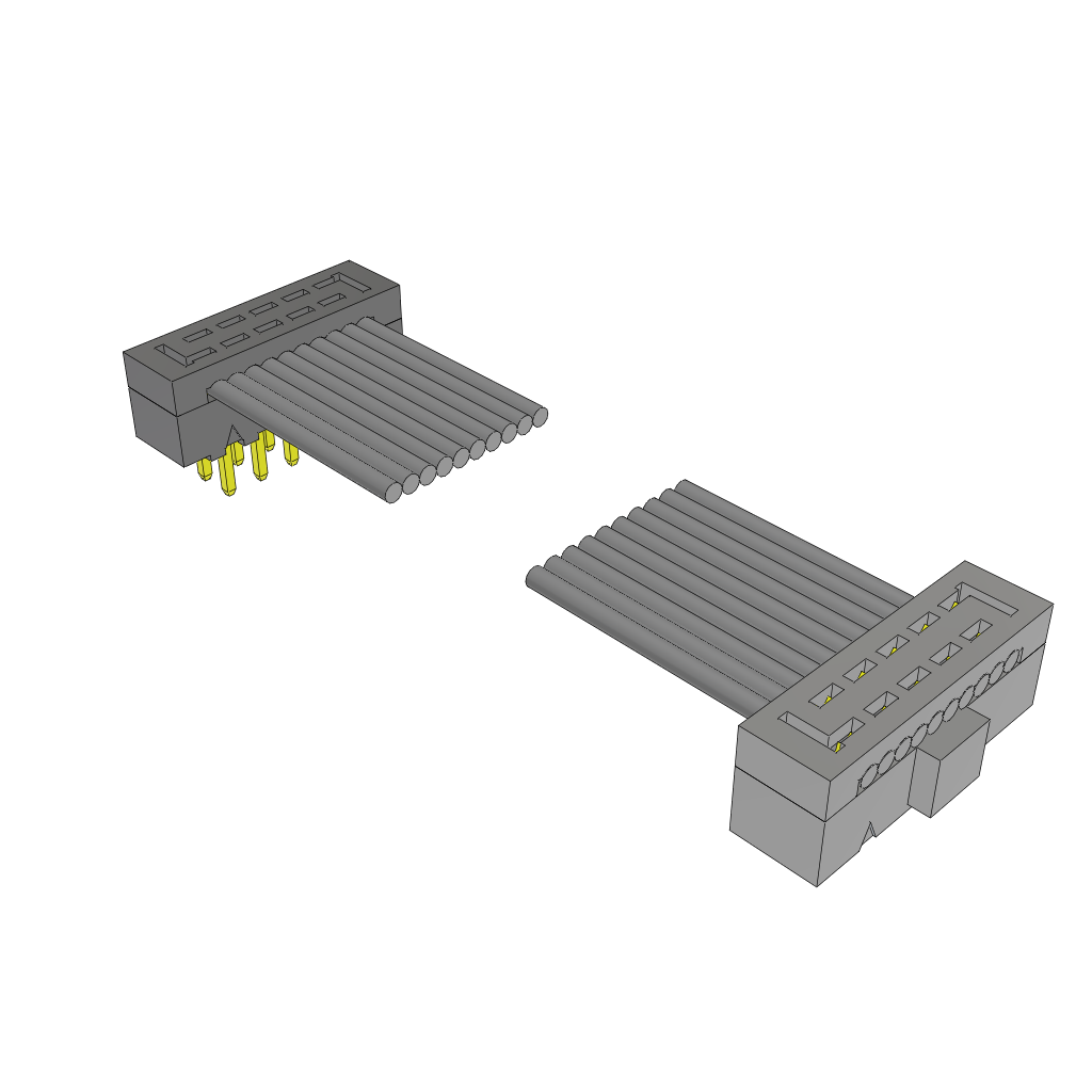 Samtec-TCMD-05-T-04.00-01-N 扁平/带状电缆组件 Cable Assembly 0.101m 28AWG 1mm 10 to 10 POS IDC Connector to IDC Connector F-M TIGER EYE™ Clamshell