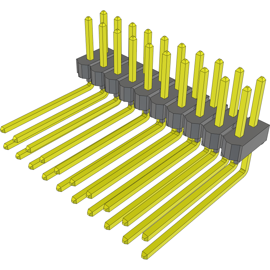 Samtec-TSW-110-11-L-D-RA Steckverbinderleisten und Leiterplattenbuchsen Conn Unshrouded Header HDR 20 POS 2.54mm Solder RA Side Entry Thru-Hole Bulk