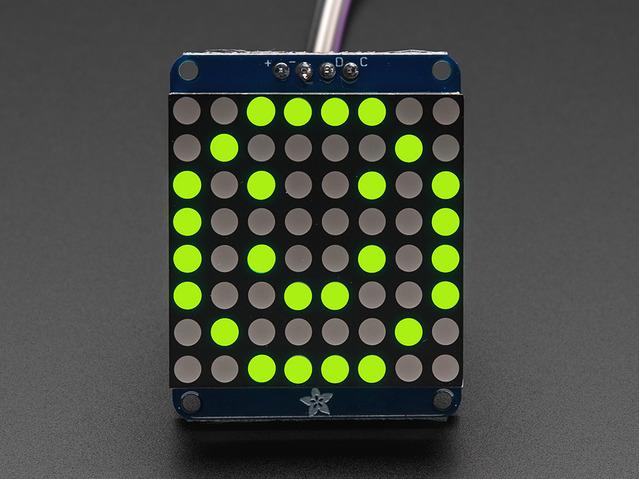 Adafruit Industries-1051 Development Kits and Tools Small 1.2" 8x8 LED Matrix w/I2C Backpack - Yellow-Green