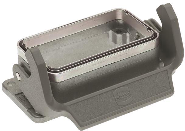 HARTING-09628100305 Schrumpfbalgenadapter Bulkhead Mount Housing 180° 10B Shell Size Die Cast Aluminum Single Lock Han®