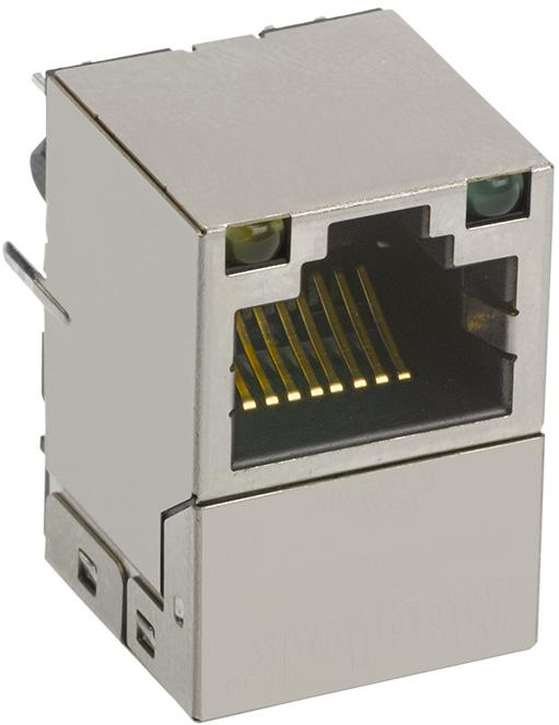 Bel-V8BR-1AX1-GH Connector Telephone and Telecom Conn RJ-45 F 8 POS 1.02mm Solder ST Thru-Hole 20 Terminal 1 Port Tray