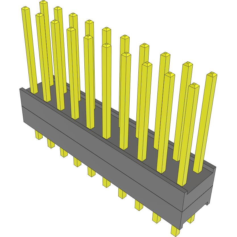 Samtec-DW-10-09-F-D-200 Cabezales del conector y receptáculos PCB Conn Board Stacker HDR 20 POS 2.54mm Solder ST Top Entry Thru-Hole Bulk