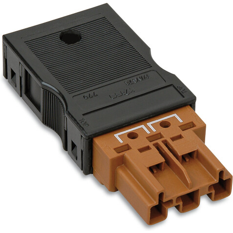WAGO-770-1373/149-000 Steckverbinder, Klemmenblöcke Shorting Plug, brown Plug with assembled Strain Relief Housing, 3-Pole