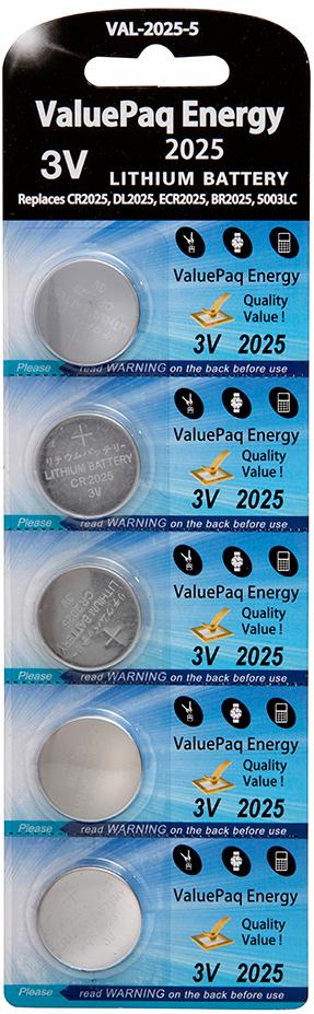 Dantona Industries-VAL-2025-5 Batteries Lithium Battery Coin 3V 150mAh Primary Card