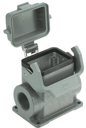 HARTING-19300060297 Adaptadores de manguitos ajustables Box Mounting Base 90° 6B Shell Size Powder Die Cast Aluminum Single Lock Han®