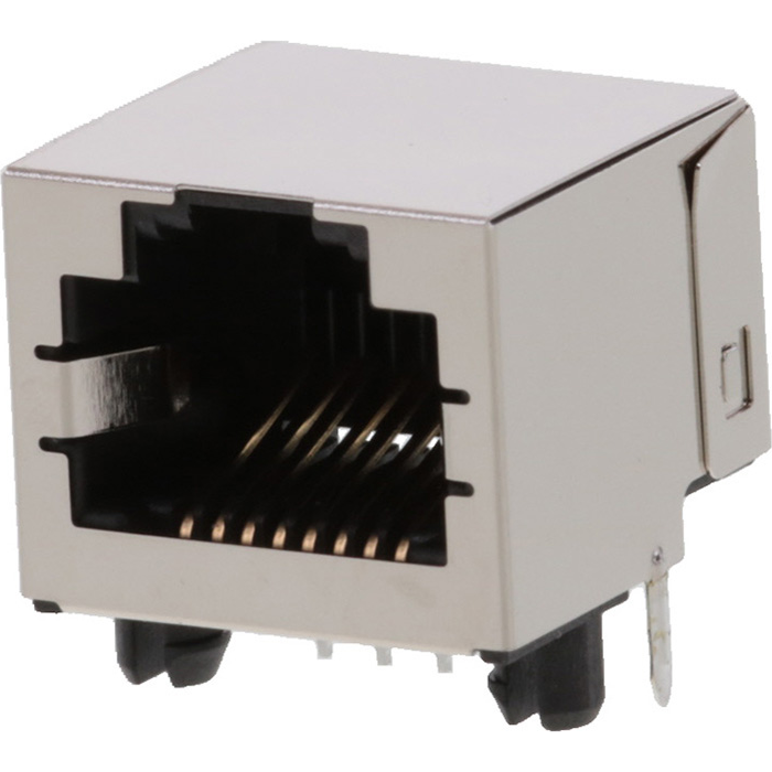 Molex-438600025 Steckverbinder, Telefon und Telekommunikation Conn RJ-45 F 8 POS 1.02mm Solder RA Thru-Hole 8 Terminal 1 Port Modular Jack 8/8, RJ45 Cat 3 Tray