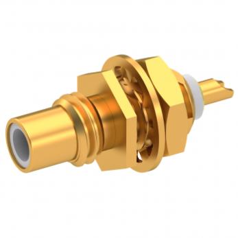 Radiall-1019-1511-000 射频连接器 Conn SMC 0Hz to 10GHz 50Ohm Solder Pot ST Panel Mount RCP Gold