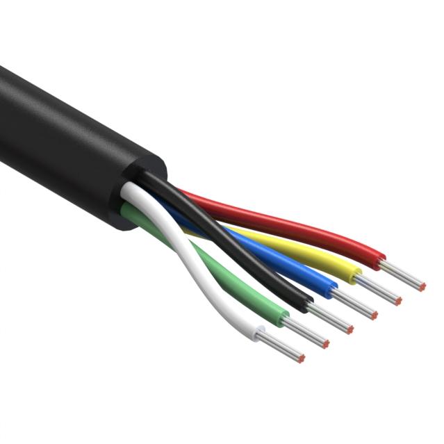 Tensility International-30-01295 Kabel, Mehrleiter Multi-Conductor Cable Polyvinyl Chloride 6Conductors 26AWG 5.5mm 300V Black Polyvinyl Chloride