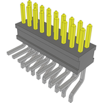 Conn Unshrouded Header HDR 18 POS 1.27mm Solder RA Side Entry SMD/Thru-Hole TIGER CLAW™ Tube