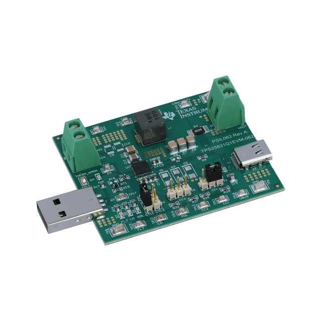 Texas Instruments-TPS25831Q1EVM-062 Kit e schede di sviluppo gestione della potenza Tps25831 Q1 USB Type C And Bc1.2 Synchronous Buck Evm With Cable Compensation And Current Limit Automotive AEC-Q100
