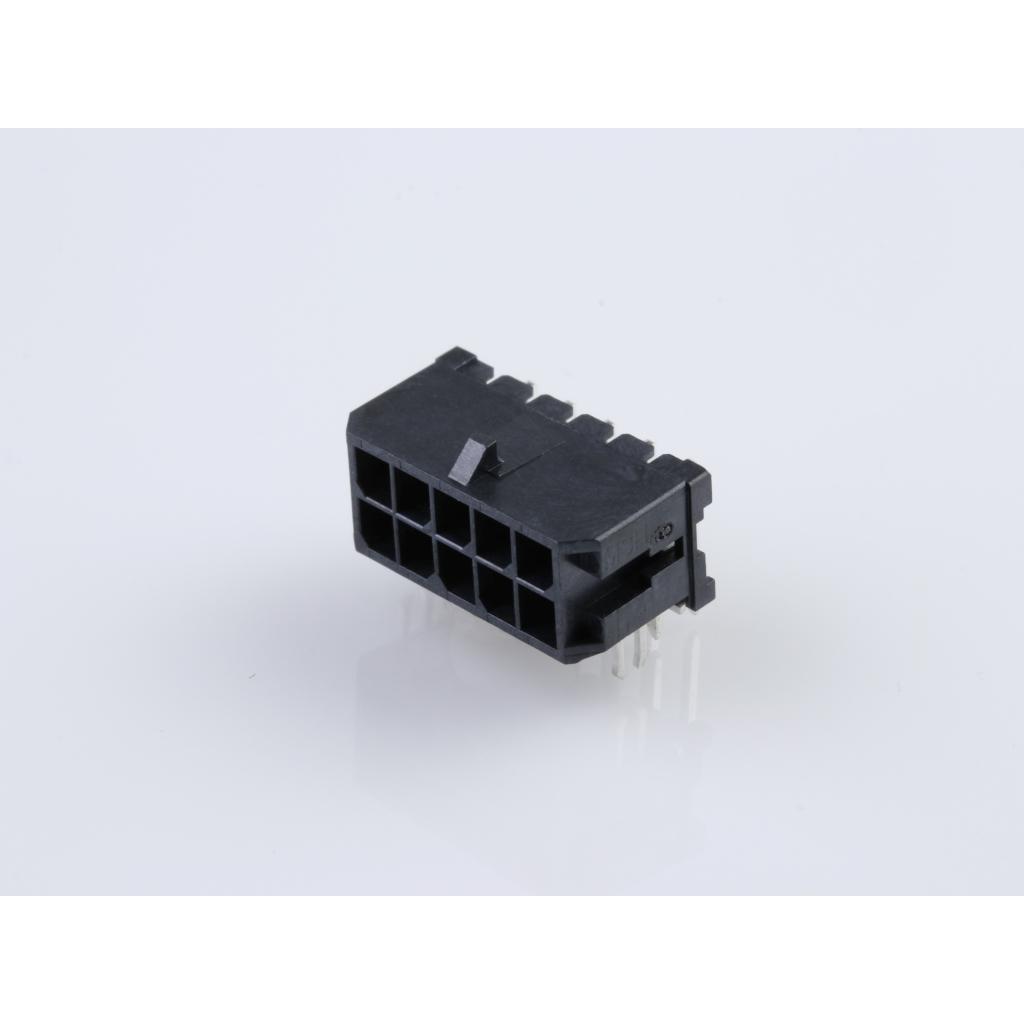 Molex-430451023 连接器插头及 PCB 插座 Conn Wire to Board HDR 10 POS 3mm Solder RA Side Entry Thru-Hole Micro-Fit 3.0 Tray