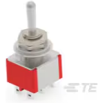 TE Connectivity-A207SYZQ04 Switch Toggle Switch Toggle ON OFF (ON) DPDT Long Bat Lever Wire Lug 5A 250VAC 28VDC Panel Mount with Threads Bulk
