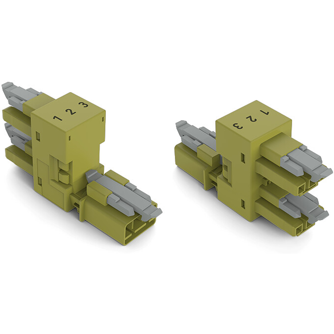 WAGO-890-1762 Steckverbinderleisten und Leiterplattenbuchsen Conn HDR, H-Distribution Connector, 3-Pole, Cod. B, 1 input, 2 outputs, outputs on one side, 3 Locking Levers
