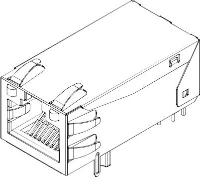 Amphenol Communications Solutions-RJMG201031110NR Telecomunicaciones y teléfono del conector Conn RJ-45 RCP 8 POS 1.01mm Solder RA Thru-Hole 16 Terminal 1 Port Tray