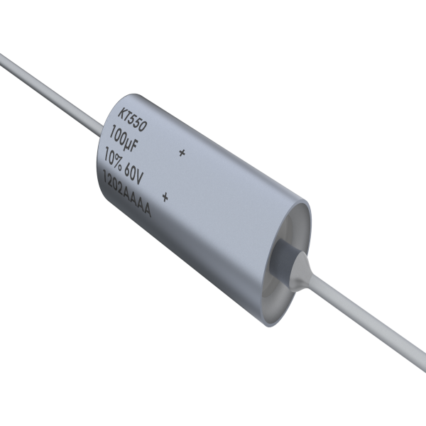 KEMET Corporation-T550B107K060AH Capacitor Tantalum Polymer Cap Tant Polymer 100uF 60VDC B CASE 10%( 7.34 X 17.42mm) Axial 0.1 Ohm 105°C Tray