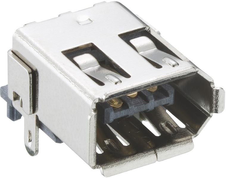 Lumberg-2417 03 Connector USB IEEE 1394 Socket, 6 Poles, Angular Version, SMT