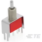 TE Connectivity-A105MYV30Q04 Basculeur de commutateur Switch Toggle (ON) OFF (ON) SPDT Short Bat Lever PC Pins 5A 250VAC 28VDC PC Mount with Bracket and Threads Bulk