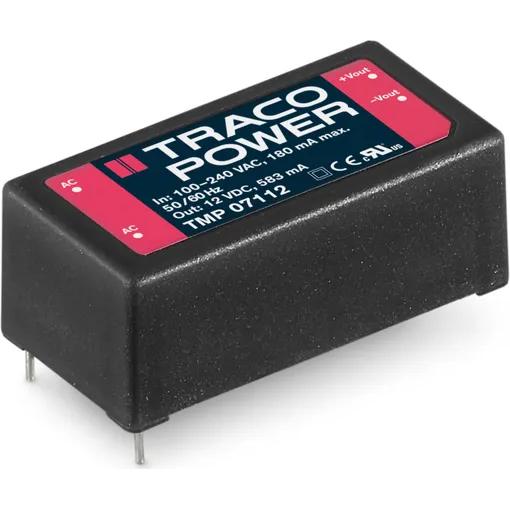 Traco Power-TMP 07112 AC to DC Power Supplies AC/DC Power Supply Single-OUT 12V 0.583A 7W 4-Pin