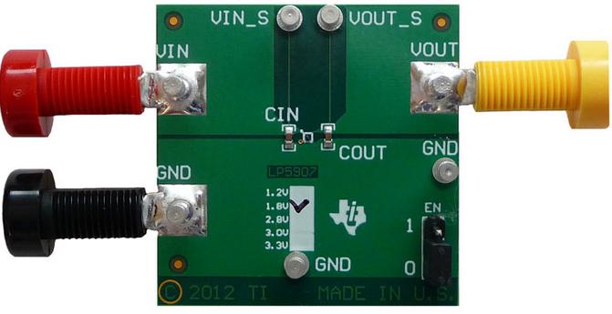 Texas Instruments-LP5907UV-1.8EVM/NOPB Cartes et kits de développement de gestion de la puissance LP5907UV-1.8 Linear Regulator 1.8V Output Evaluation Board