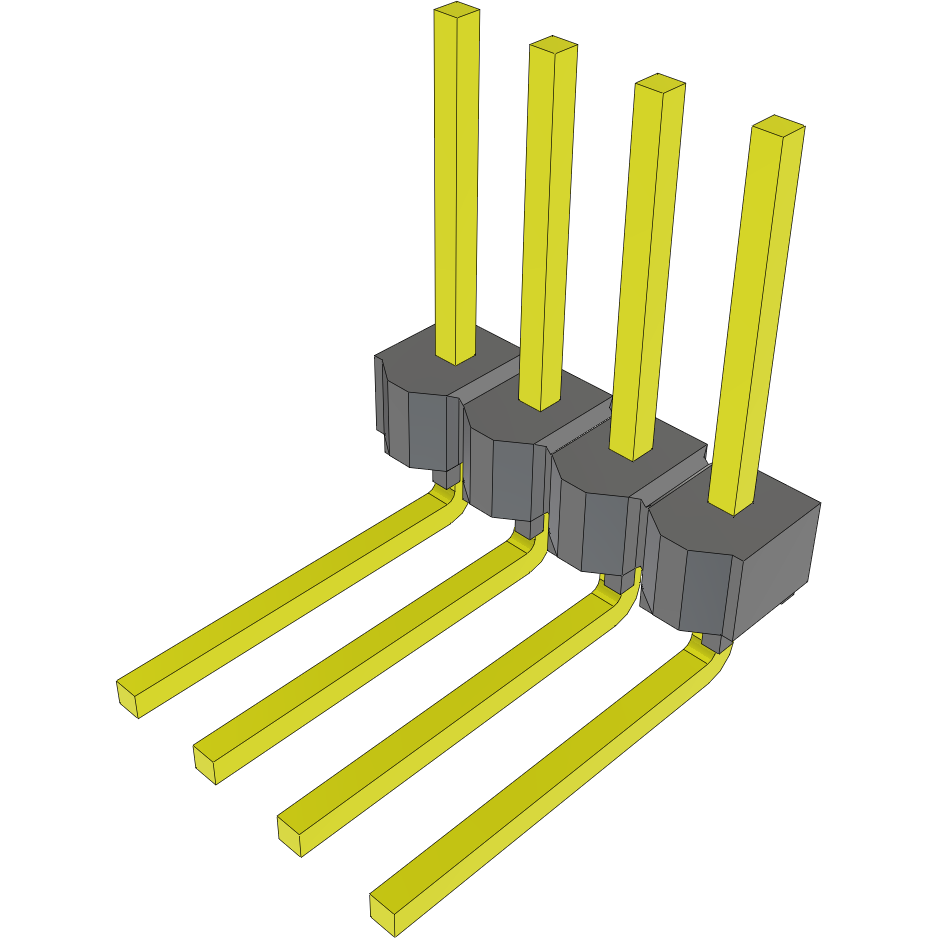 Samtec-MTSW-104-10-G-S-315-RA Steckverbinderleisten und Leiterplattenbuchsen Conn Unshrouded Header HDR 4 POS 2.54mm Solder RA Side Entry Thru-Hole Bulk
