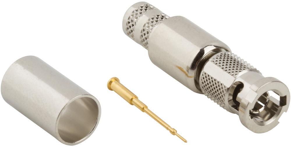 Amphenol RF-034-1027 RF-Steckverbinder Conn HD-BNC 0Hz to 4GHz 75Ohm Crimp ST Cable Mount PL Gold Bag