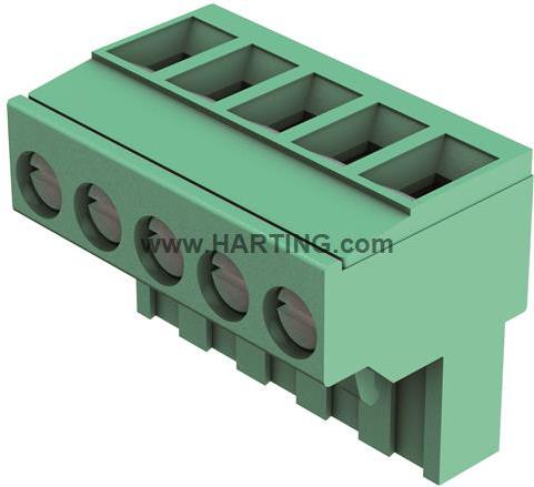 HARTING-14311116402000 Blocs de raccordement de terminaux Conn Terminal Block F 11 POS 5mm Screw RA Cable Mount 15A har-flexicon® Bulk