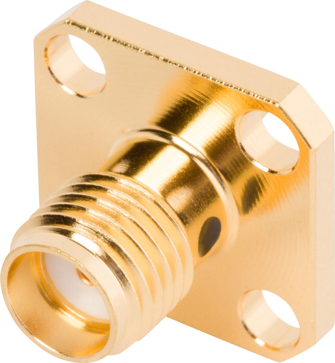 Amphenol SV Microwave-2933-6004 RF-Steckverbinder Conn SMA 0Hz to 18GHz 50Ohm Solder ST Flange Mount F Gold Over Nickel Tray