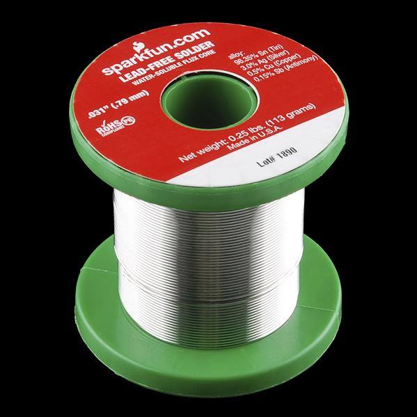 SparkFun Electronics-TOL-10243 Solders Wire Water Soluble Spool Sn96.35Ag3Cu0.5Sb0.15