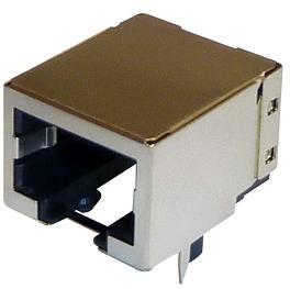 Amphenol Communications Solutions-RJE051881110H Connettore telefono e telecomunicazione Conn Modular Jack F 8 POS 2.54mm Solder RA Thru-Hole 8 Terminal 1 Port Tray