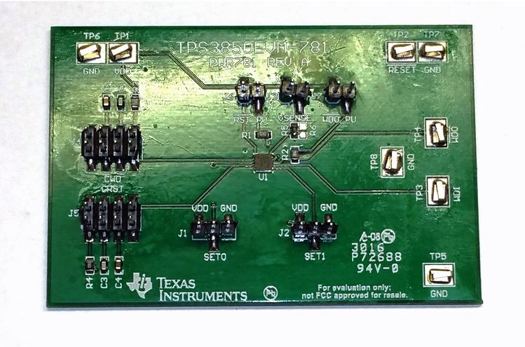 Texas Instruments-TPS3850EVM-781 Kit e schede di sviluppo gestione della potenza TPS3850 Processor Supervisory Evaluation Board