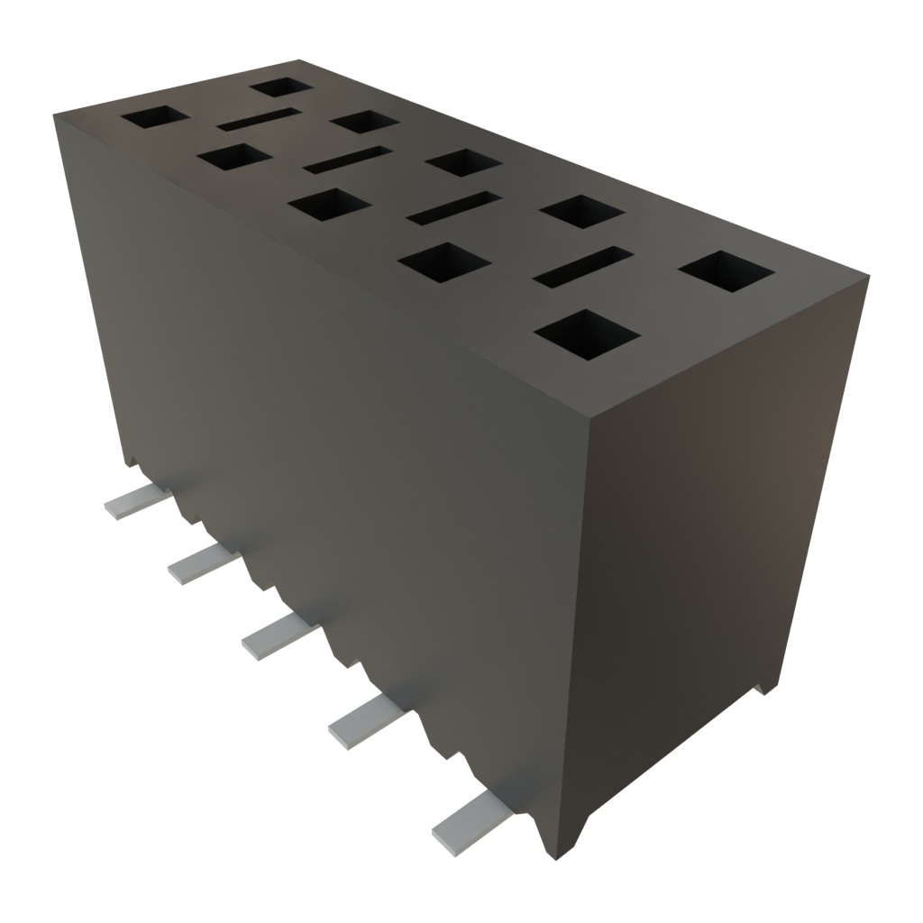 Samtec-SSM-105-S-DV-LC 连接器插头及 PCB 插座 Conn Socket Strip SKT 10 POS 2.54mm Solder ST Top Entry SMD Tube