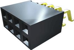 Samtec-SMH-108-02-S-S-07 Steckverbinderleisten und Leiterplattenbuchsen Conn Socket Strip SKT 8 POS 2.54mm Solder RA Side Entry SMD Tube