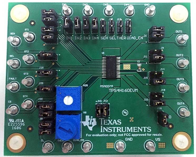 Texas Instruments-TPS4H160EVM Power Management Development Boards and Kits TPS4H160-Q1 Power Switch Evaluation Board