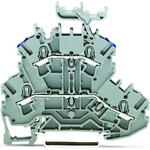 Top Job double-deck Terminal Block, through-through L-N , with marker carrier, rail mount, 2-Conductor, 5.2 mm wide, gray