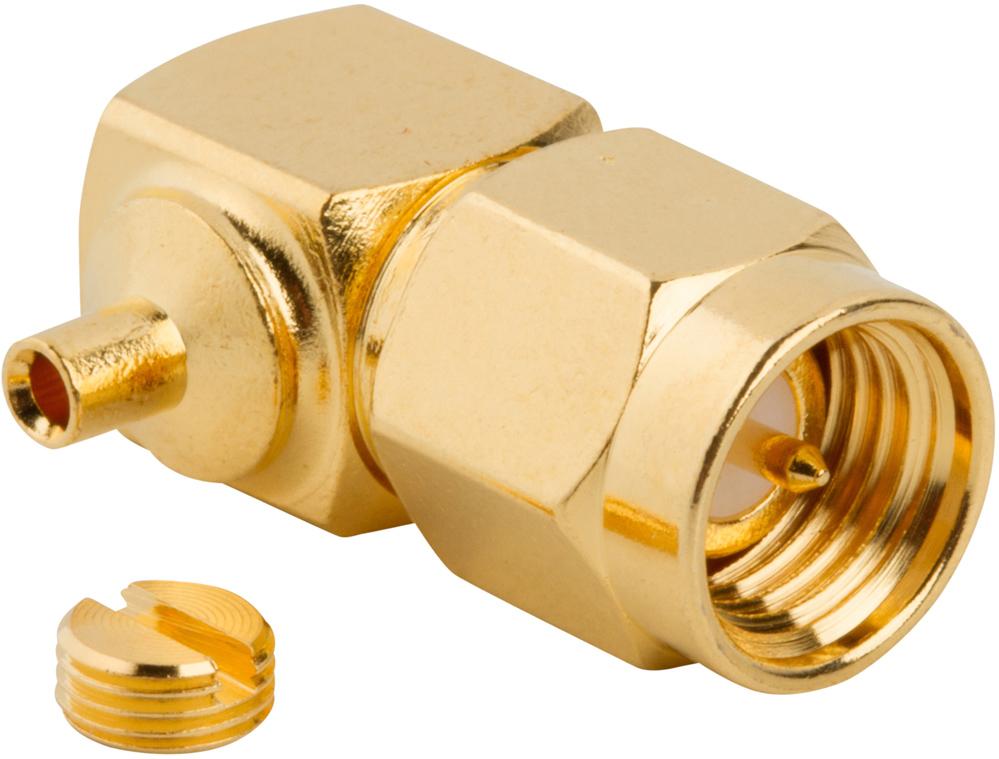 Amphenol RF-132250 Connector RF Conn SMA 0Hz to 12.4GHz 50Ohm Solder RA Cable Mount PL Gold