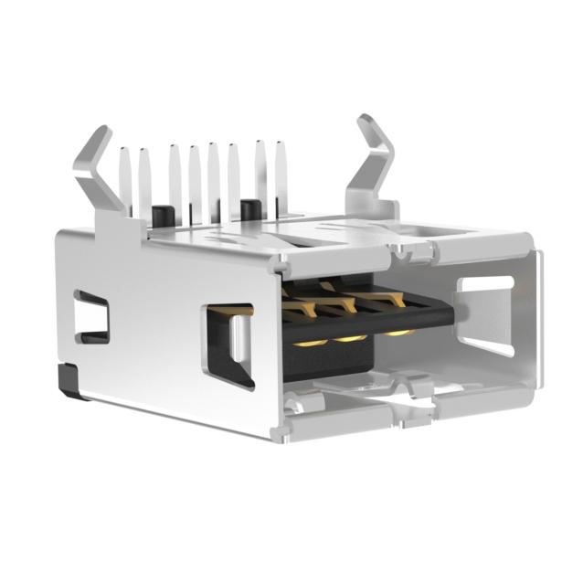 Tensility International-54-00030 Connector USB Conn USB 2.0 Type A RCP 8 POS 2mm/2.5mm Solder RA Thru-Hole 8 Terminal 1 Port