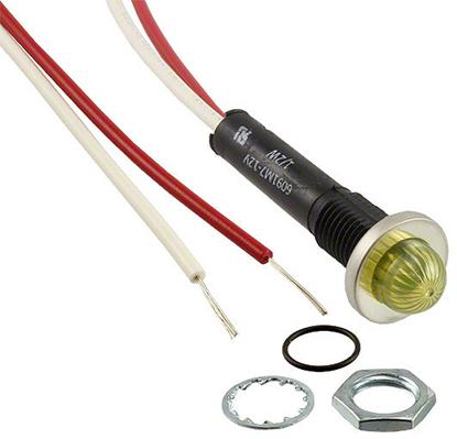 Visual Communications-6091M7-12V Panel Mount Indicators Panel Mount Indicator Round 0.380" LED 12V Wire Yellow cURus