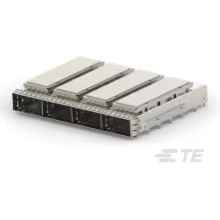 TE Connectivity-2354935-1 Accesorios del conector Connector Accessories QSFP28 Cage/Heat Sink Assembly Right Angle Nickel Silver Alloy Box/Tray