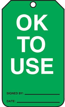 Panduit-PCT-1049 Etiquetas de identificación Safety Tags, OK TO USE, PK5